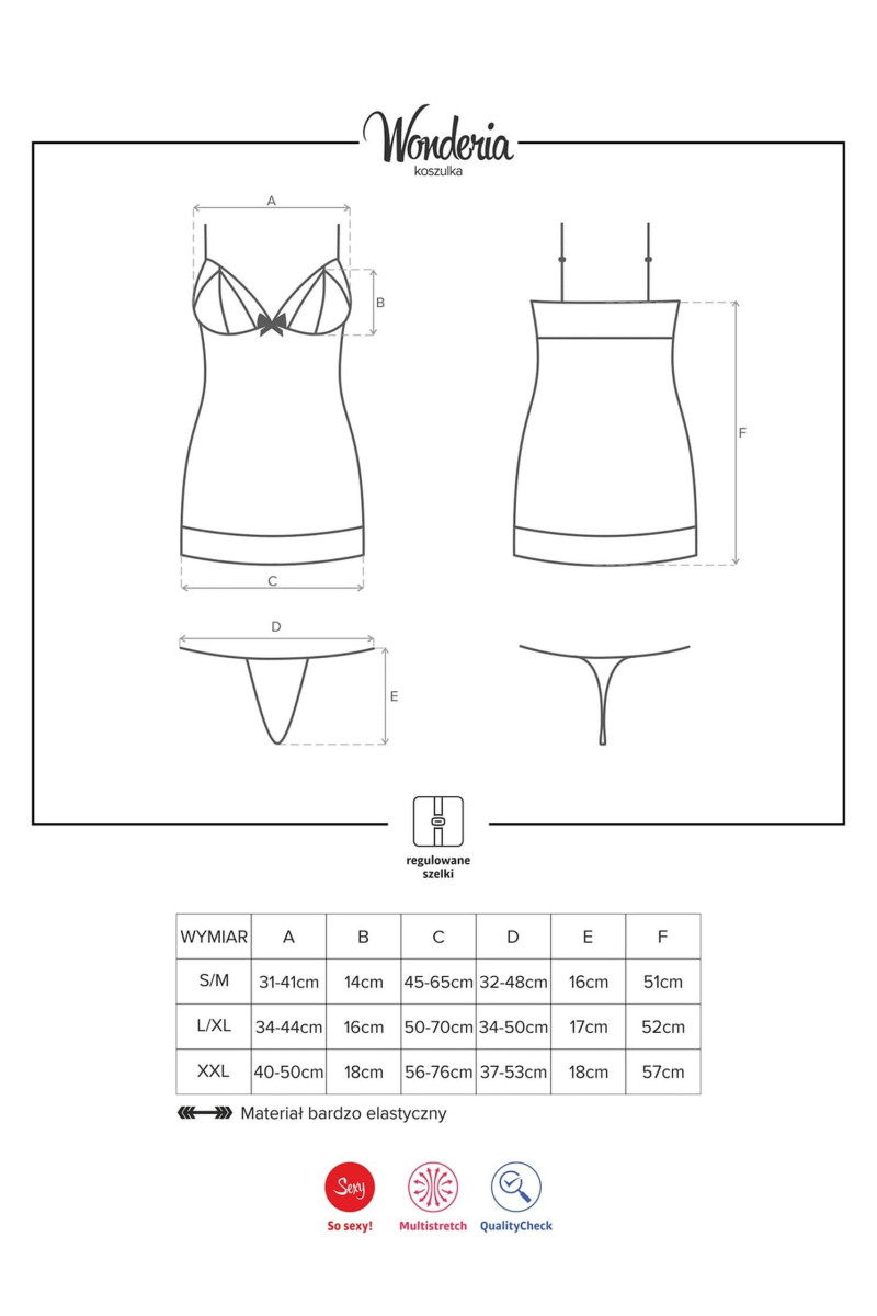 Wonderia koszulka damska tabela rozmiarów