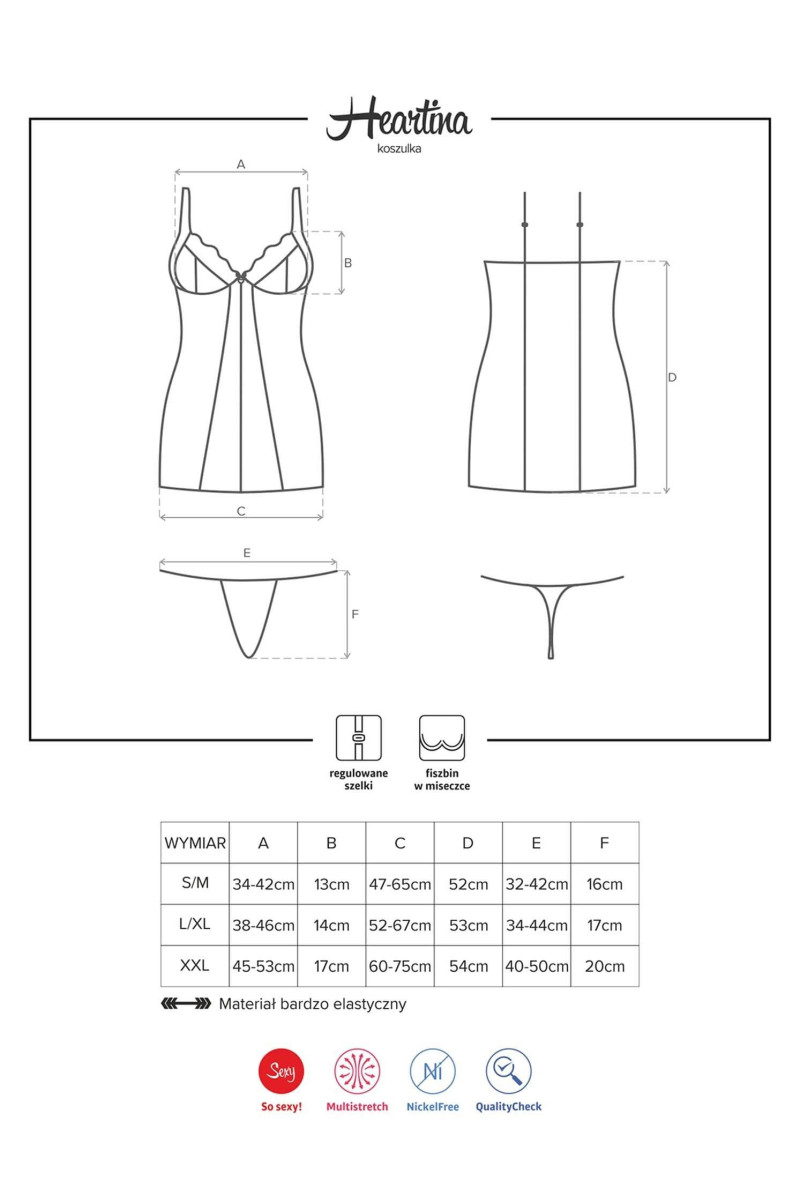Heartina koszulka i stringi tabela rozmiarów