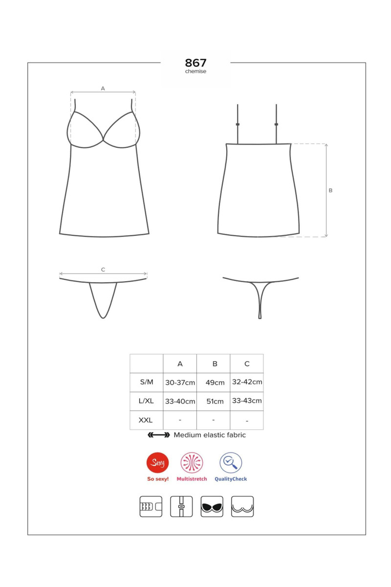 Koszulka 867-CHE-1 i stringi tabela rozmiarów